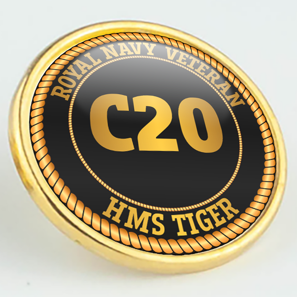 HMS Tiger C20 Pennant Number Pin/Lapel Badge