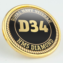 Load image into Gallery viewer, HMS Diamond D34 Pennant Number Pin/Lapel Badge
