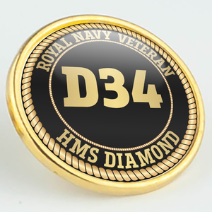HMS Diamond D34 Pennant Number Pin/Lapel Badge