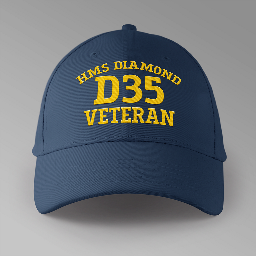 HMS Diamond D35 Veteran - Embroidered Personalised Baseball Cap