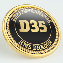 Load image into Gallery viewer, HMS Dragon D35 Pennant Number Pin/Lapel Badge
