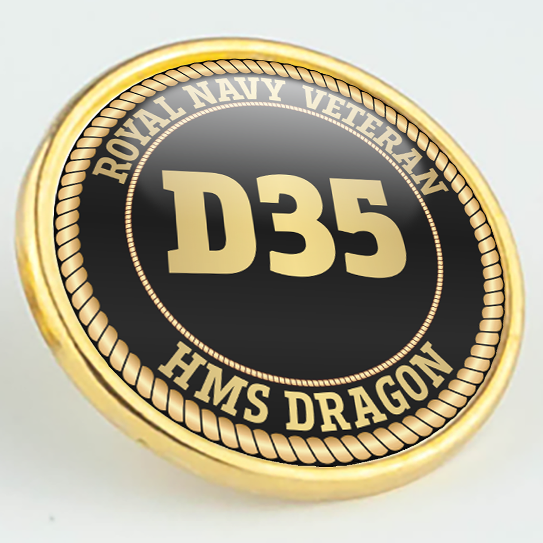 HMS Dragon D35 Pennant Number Pin/Lapel Badge