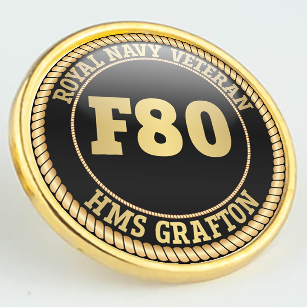 HMS Grafton F80 Pennant Number Pin/Lapel Badge