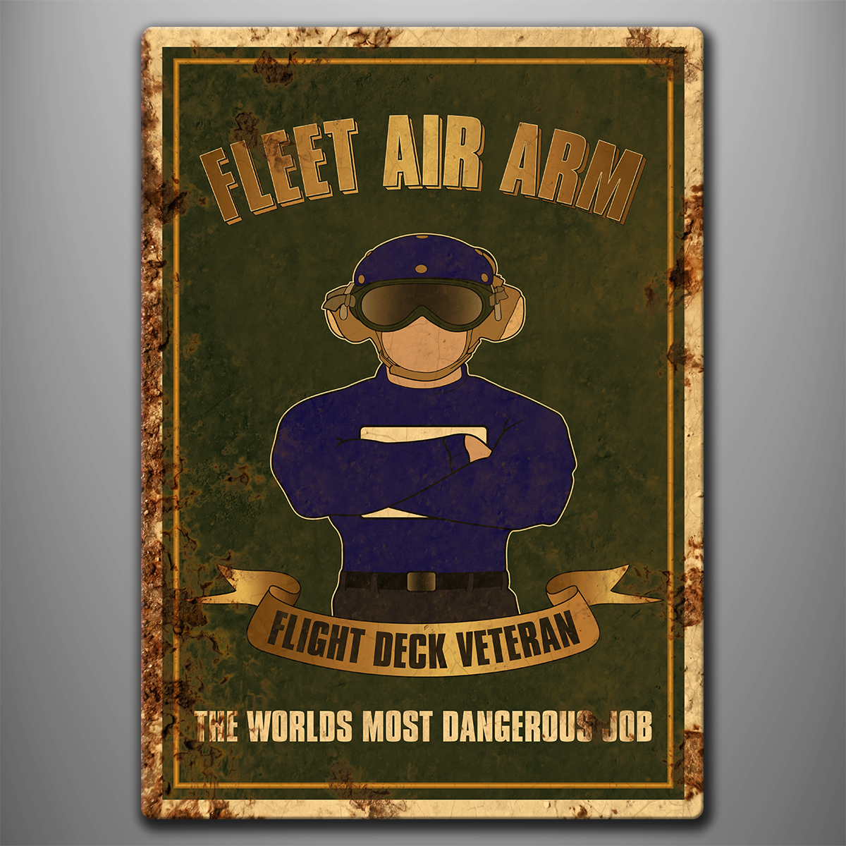 Vintage Style Aluminium Sign 'Flight Deck Veteran - Chockhead'