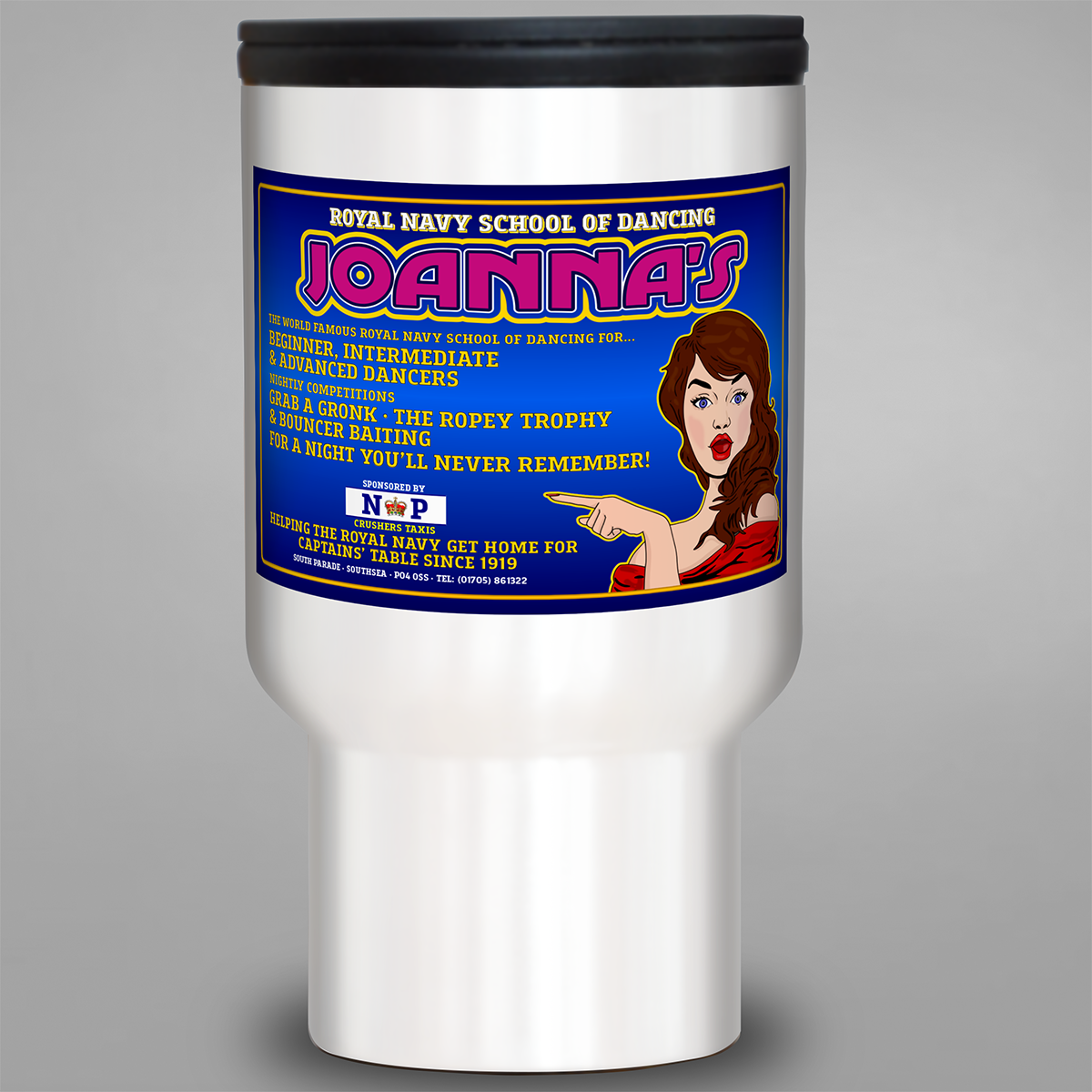 Joanna's Royal Navy School of Dancing travel mug