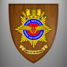 Load image into Gallery viewer, Naval Air Command Fire Service Wooden Crest
