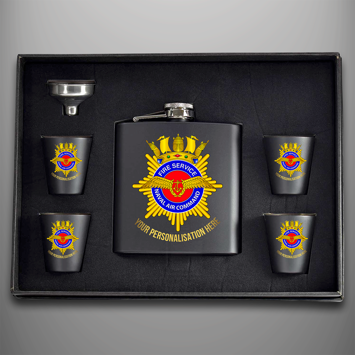 Naval Air Command Fire Service Hip Flask - Personalised
