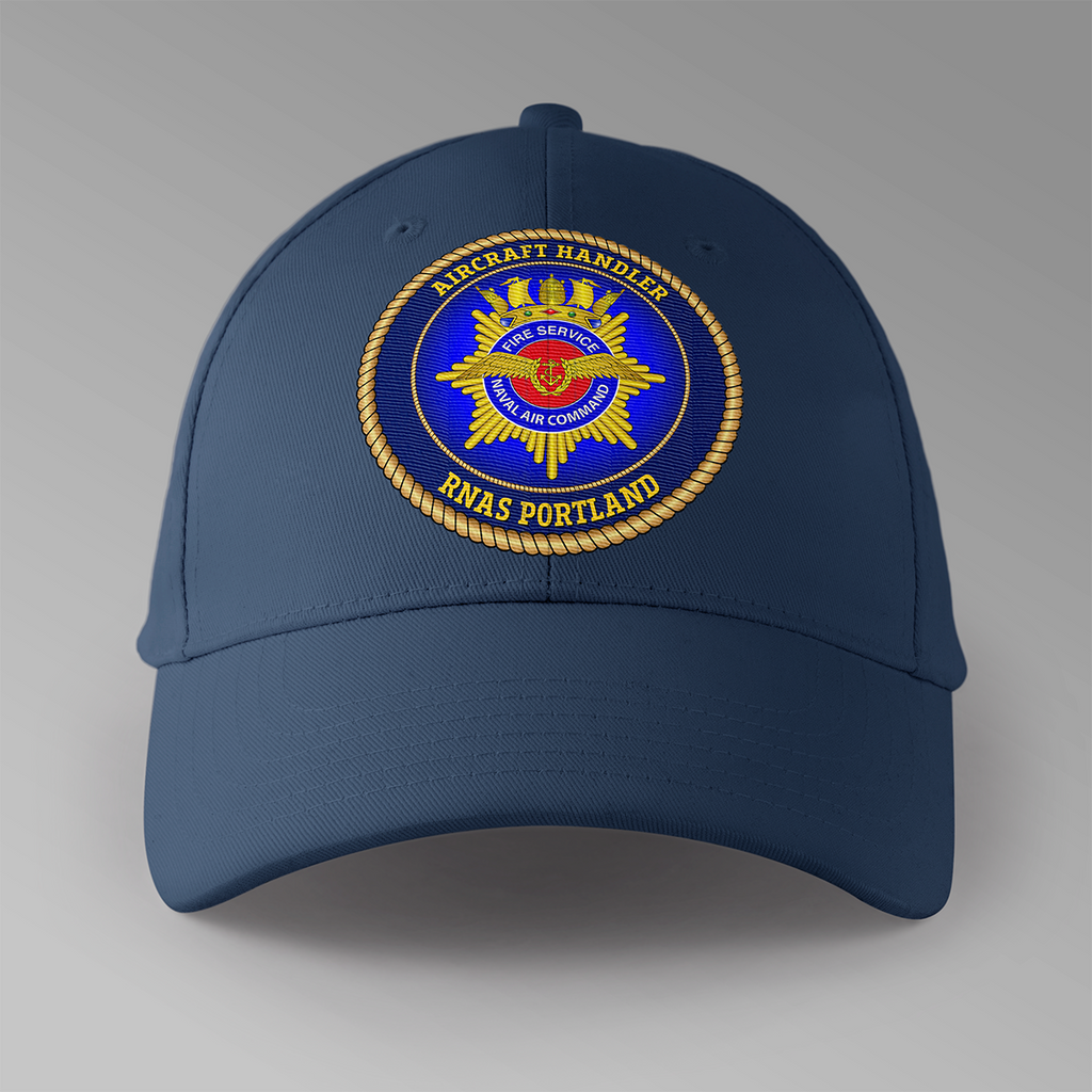 Aircraft Handler 'Naval Air Command Fire Service – Fire Stations' personalised baseball cap in navy blue