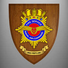 Load image into Gallery viewer, Naval Air Command Fire Service Wooden Crest
