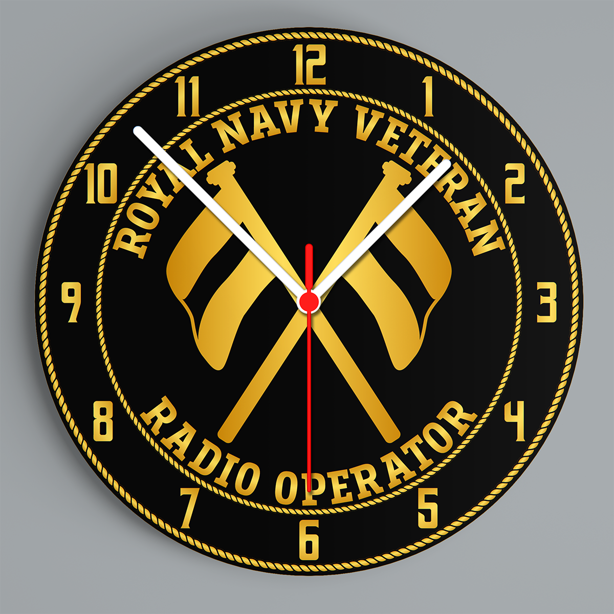 Royal Navy Veteran 'Radio Operator T' Glass Hanging Photo Clock