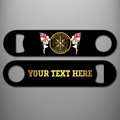 Royal Navy Veteran Radar Operations personalised bottle opener with branch badge and gold personalised text example on the reverse