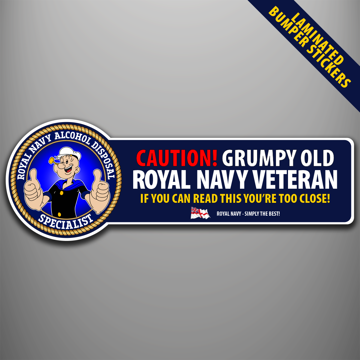 Royal Navy Alcohol Disposal Specialist laminated bumper stickers