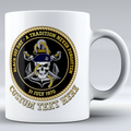 Royal Navy Black Tot Day personalised white ceramic mug with commemorative naval design and custom text placeholder