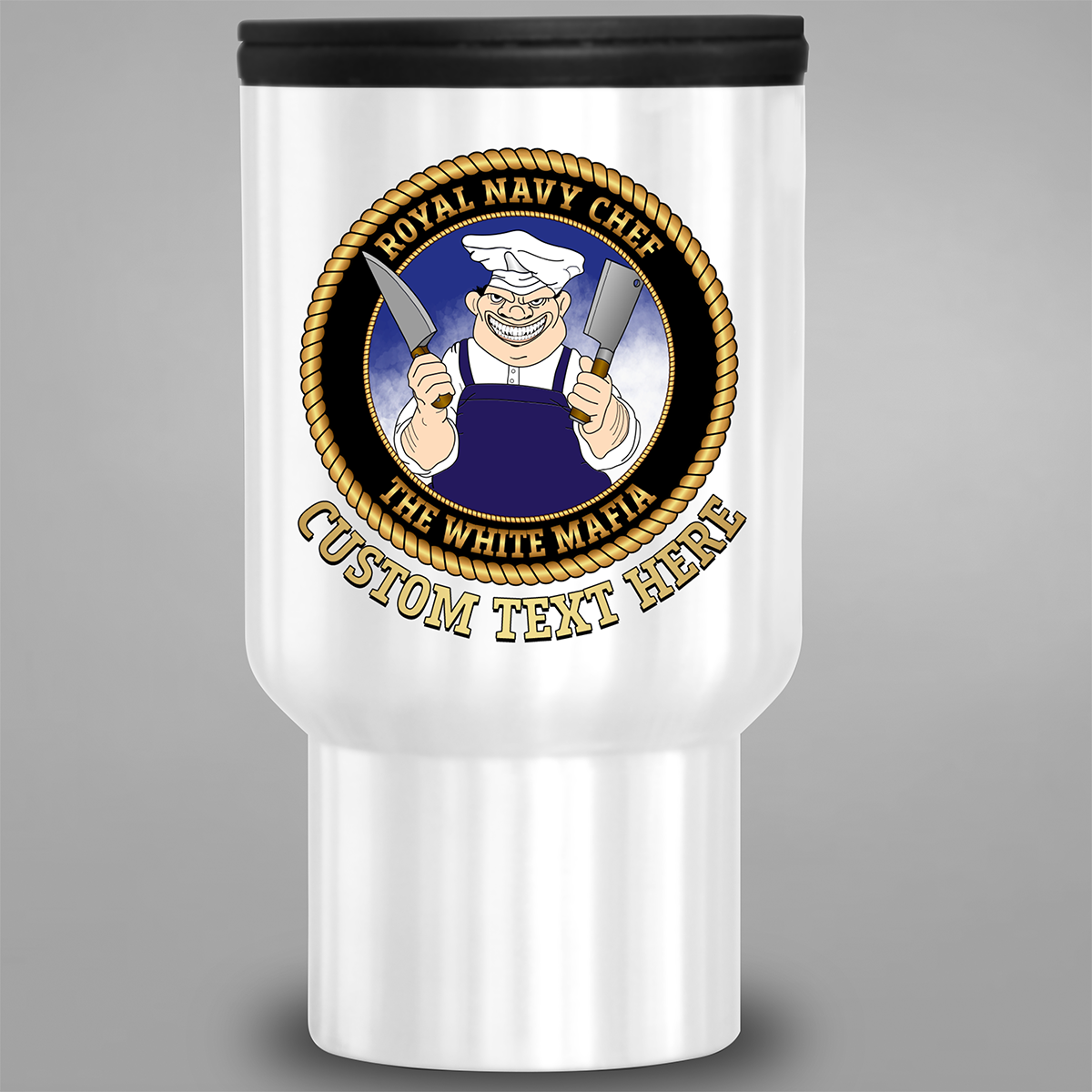 Personalised Royal Navy Chef White Mafia travel mug