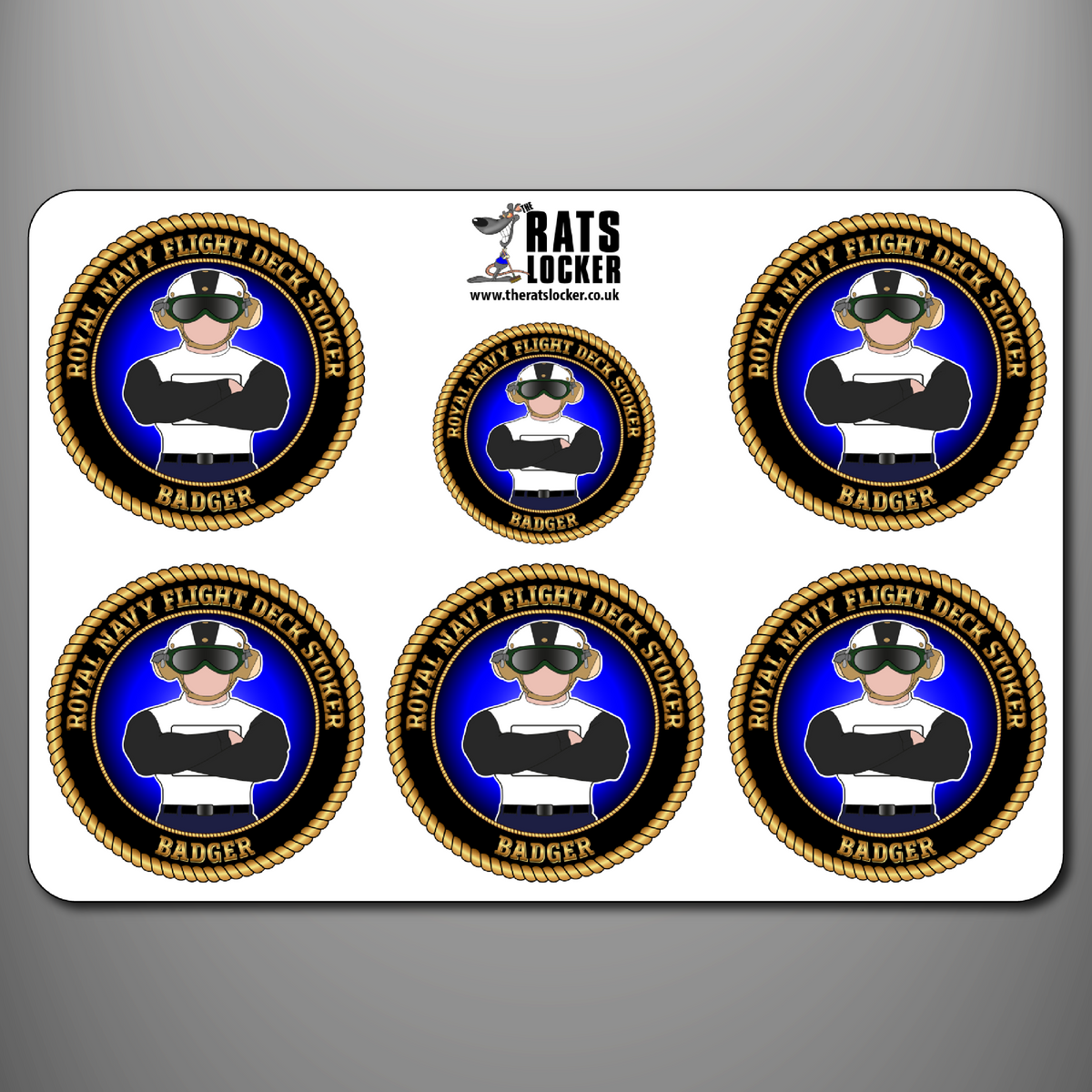 Royal Navy Flight Deck Stoker Badger self-adhesive sticker sheet