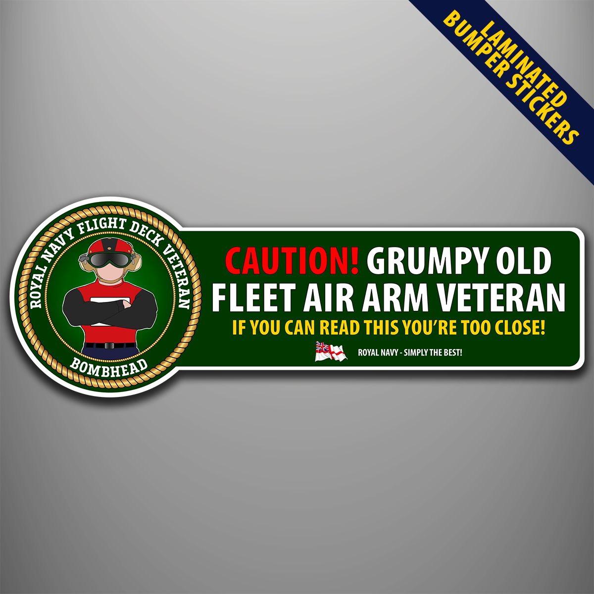 Royal Navy Flight Deck Veteran Bombhead laminated bumper sticker design