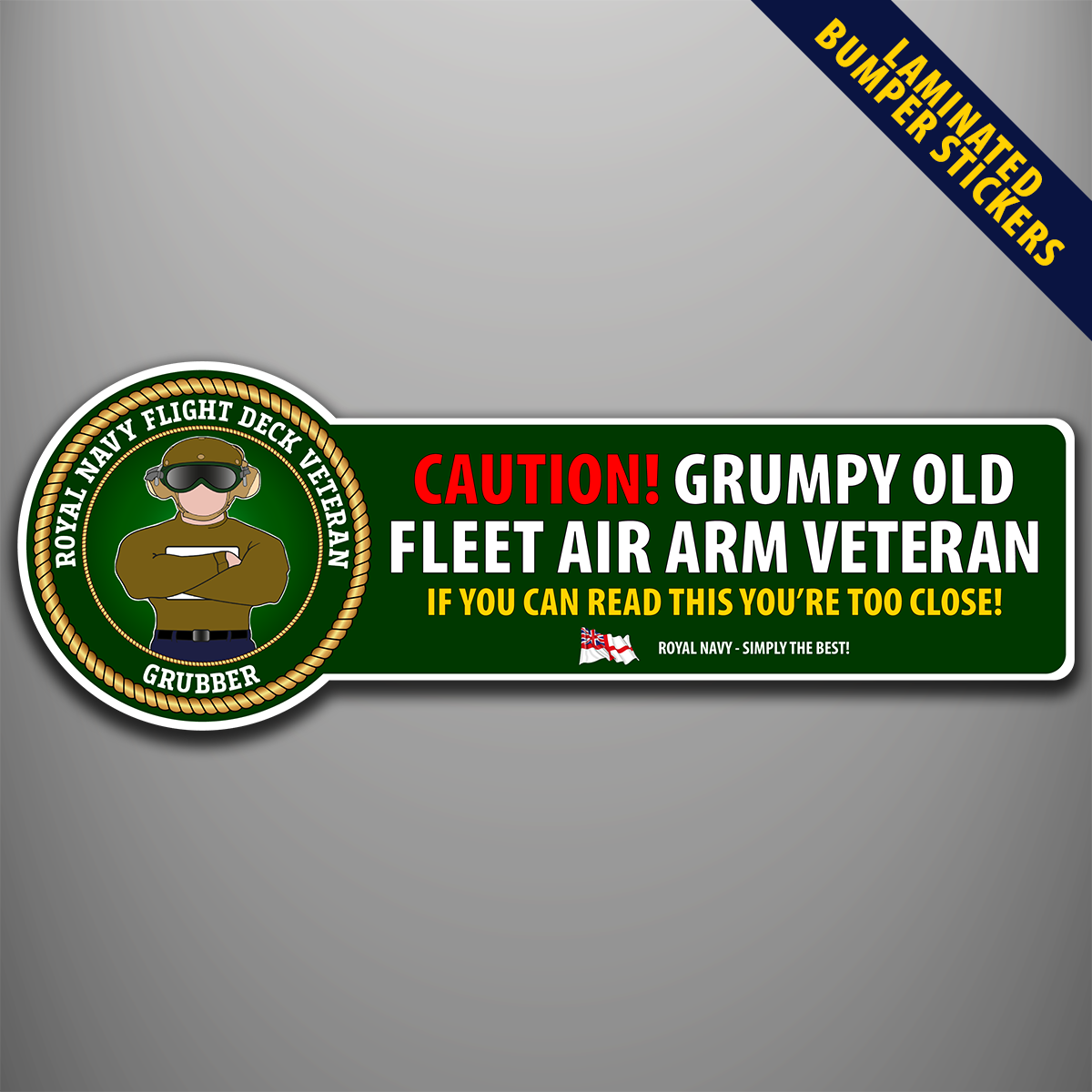 Royal Navy Flight Deck Veteran Grubber laminated bumper sticker design