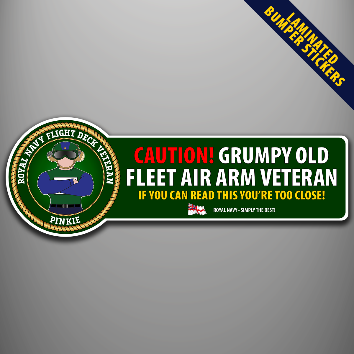 Royal Navy Flight Deck Veteran Pinkie laminated bumper sticker design