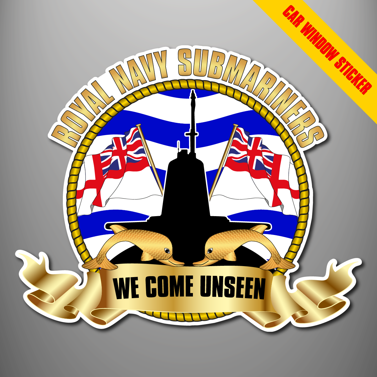 Set of three Royal Navy Submariner car window stickers