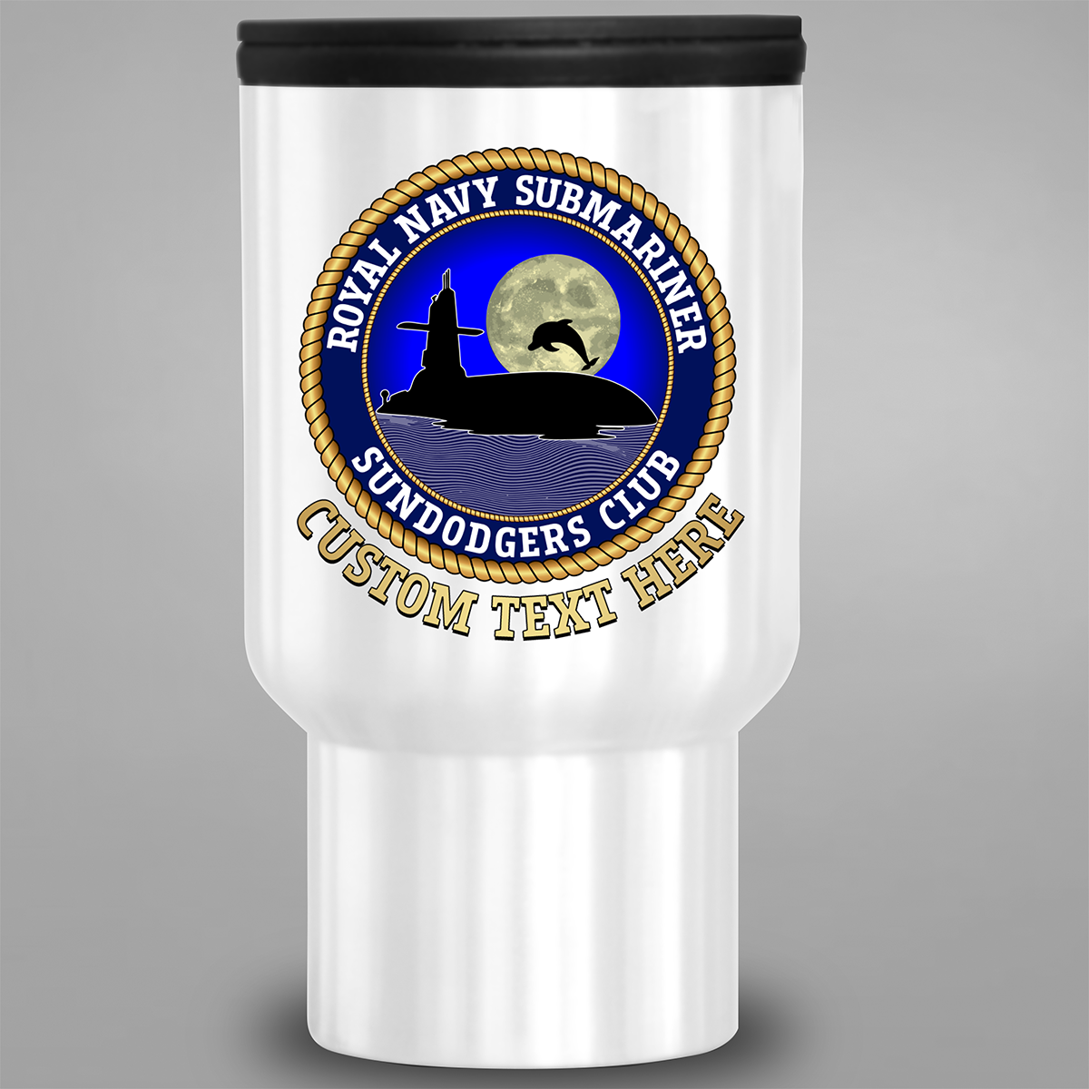 Personalised Royal Navy Submariner Sundodgers Club travel mug