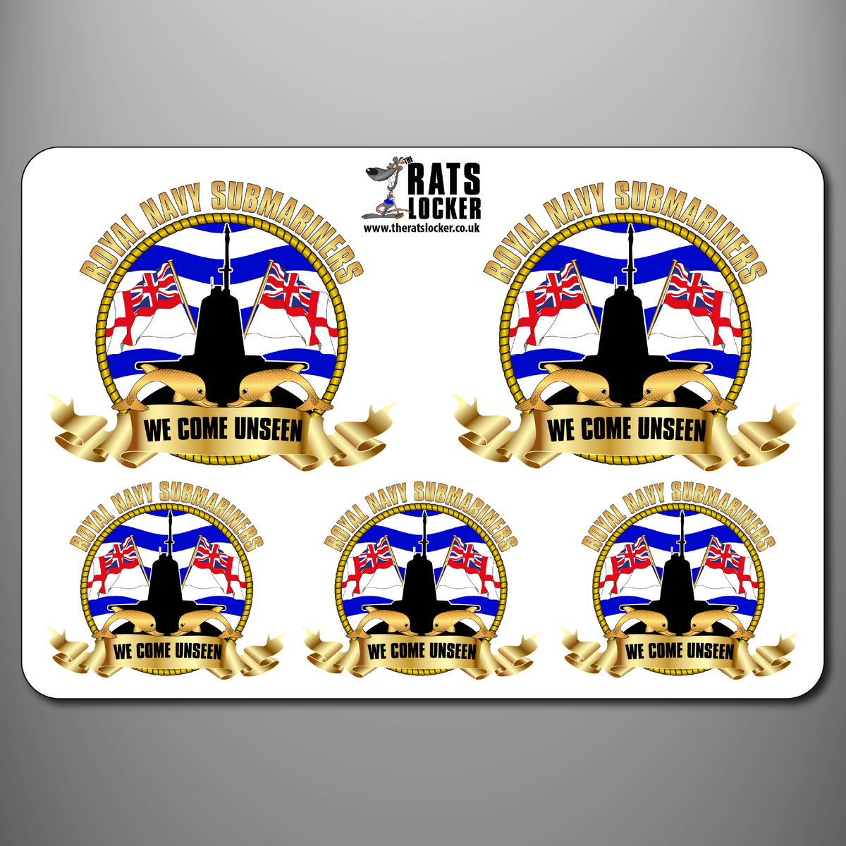 Royal Navy Submariner We Come Unseen self-adhesive sticker sheet with five designs