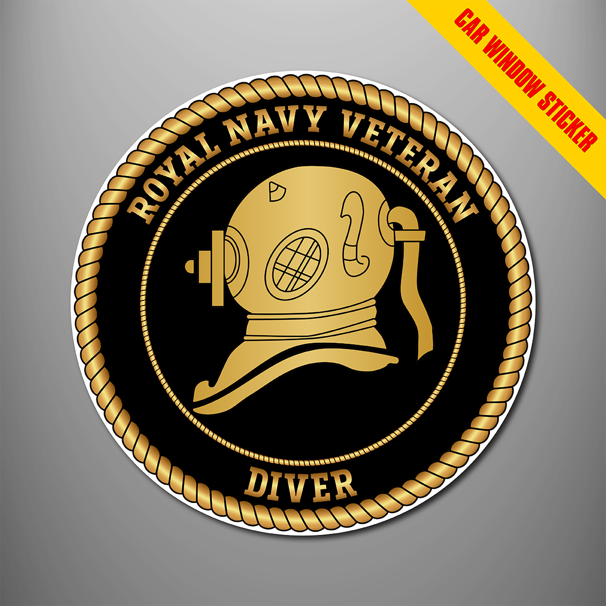 Set of three Royal Navy Diving Branch badge car window stickers