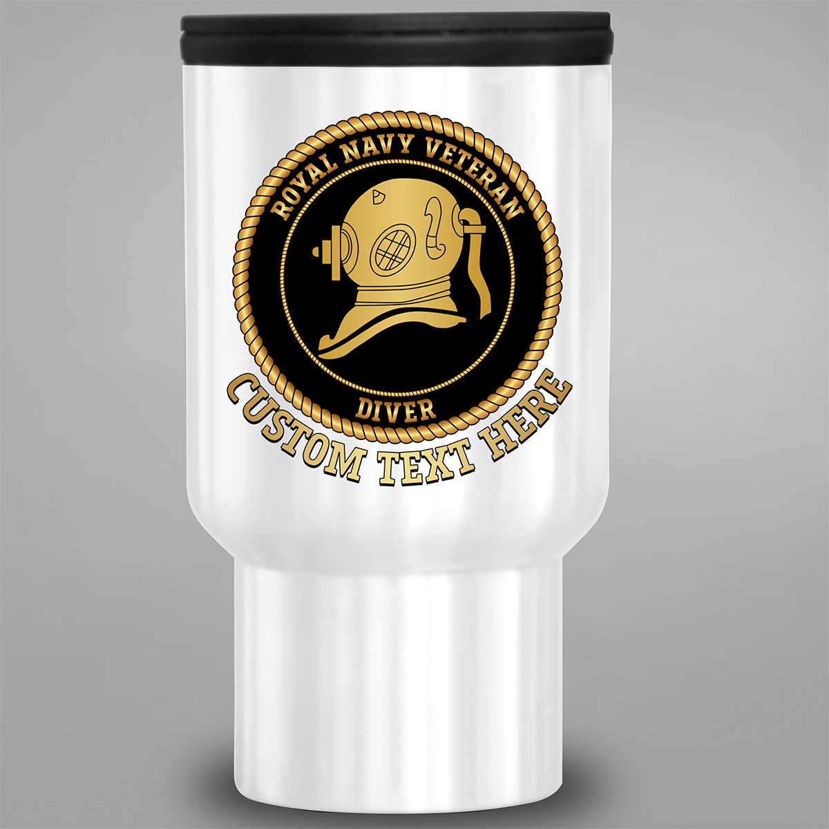 Personalised Royal Navy Veteran Diver travel mug