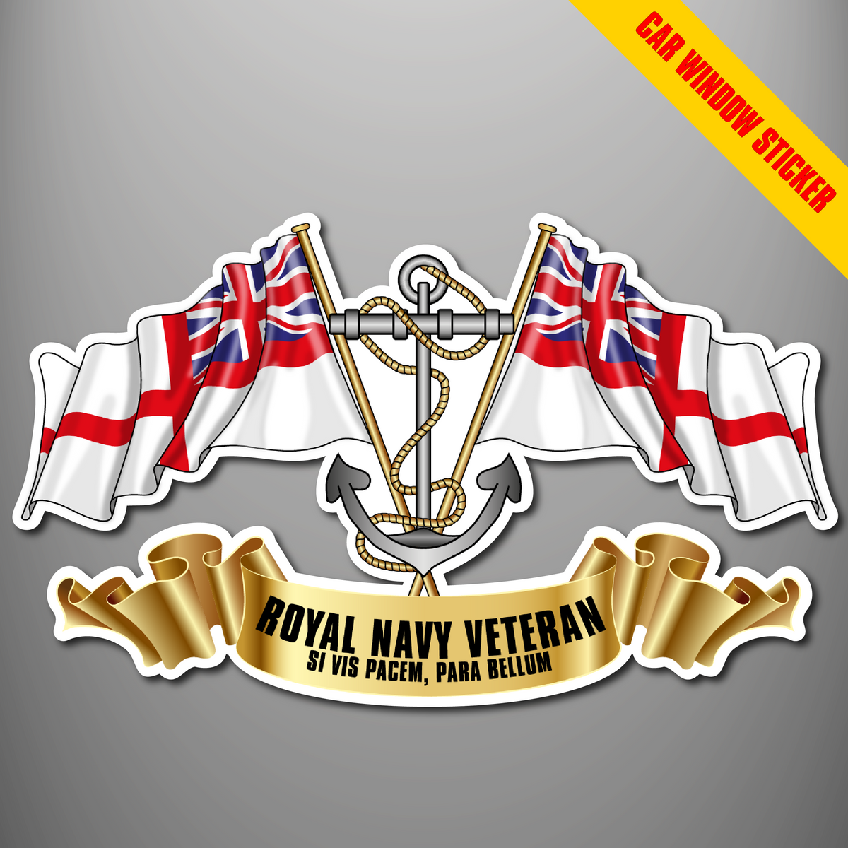 Royal Navy Veteran Ensigns and Anchor car window sticker design