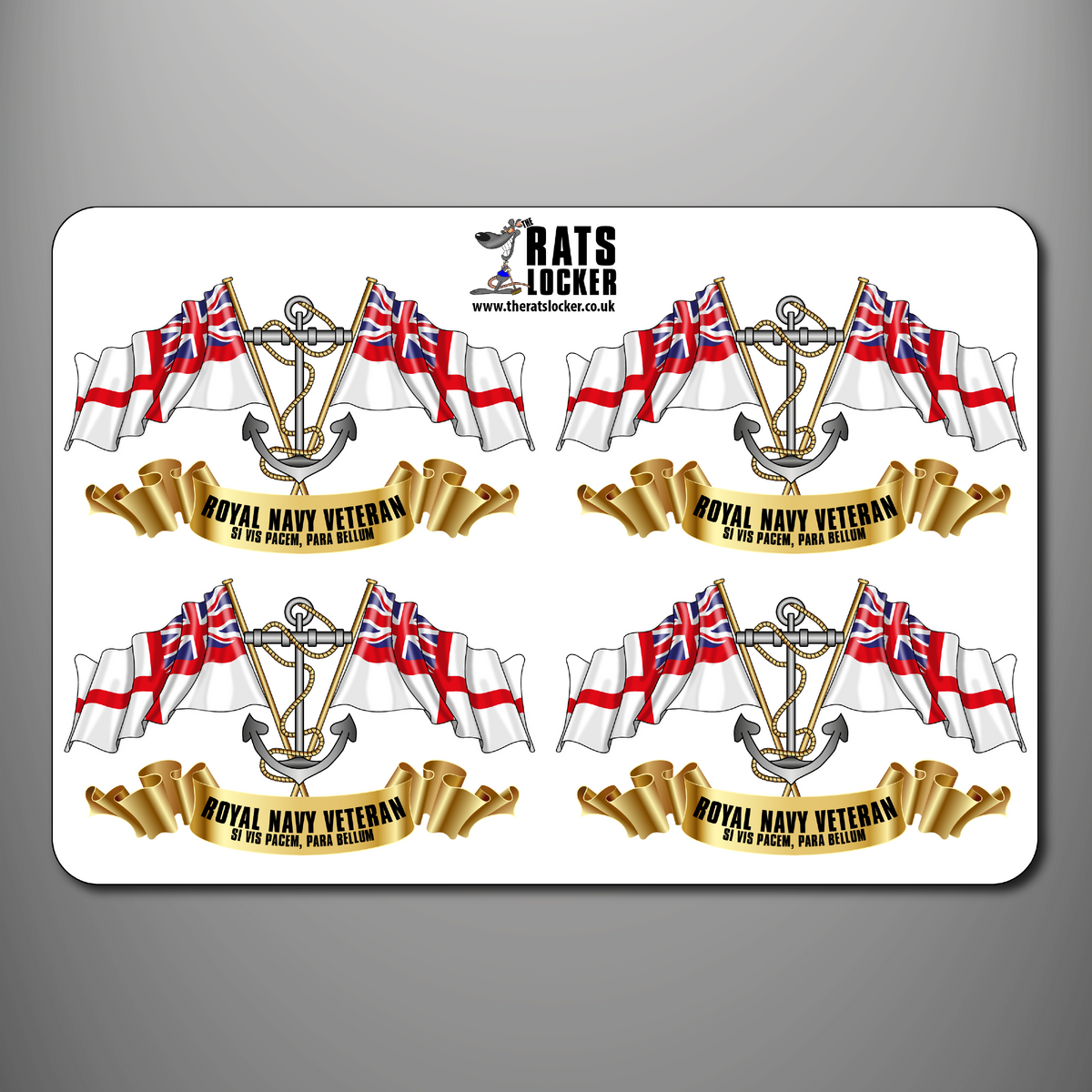 Royal Navy Veteran Ensigns and Anchor self-adhesive sticker sheet with four designs