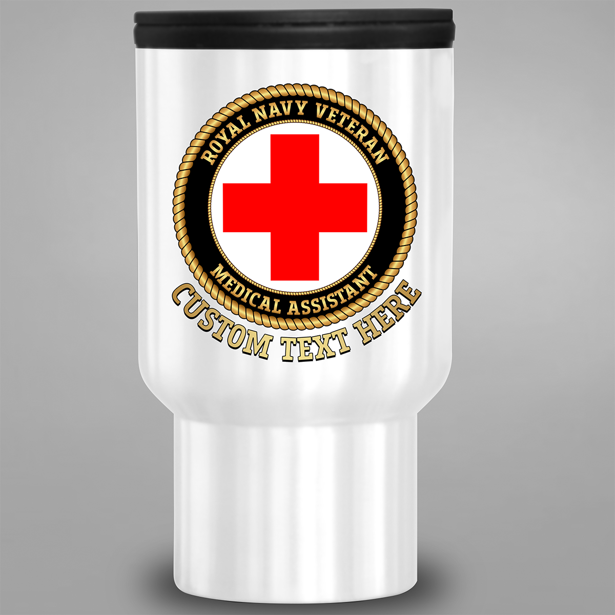 Personalised Royal Navy Veteran Medical Assistant travel mug
