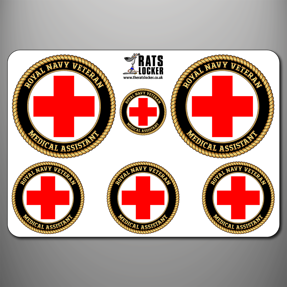 Royal Navy Medical Assistant branch badge self-adhesive sticker sheet with six designs
