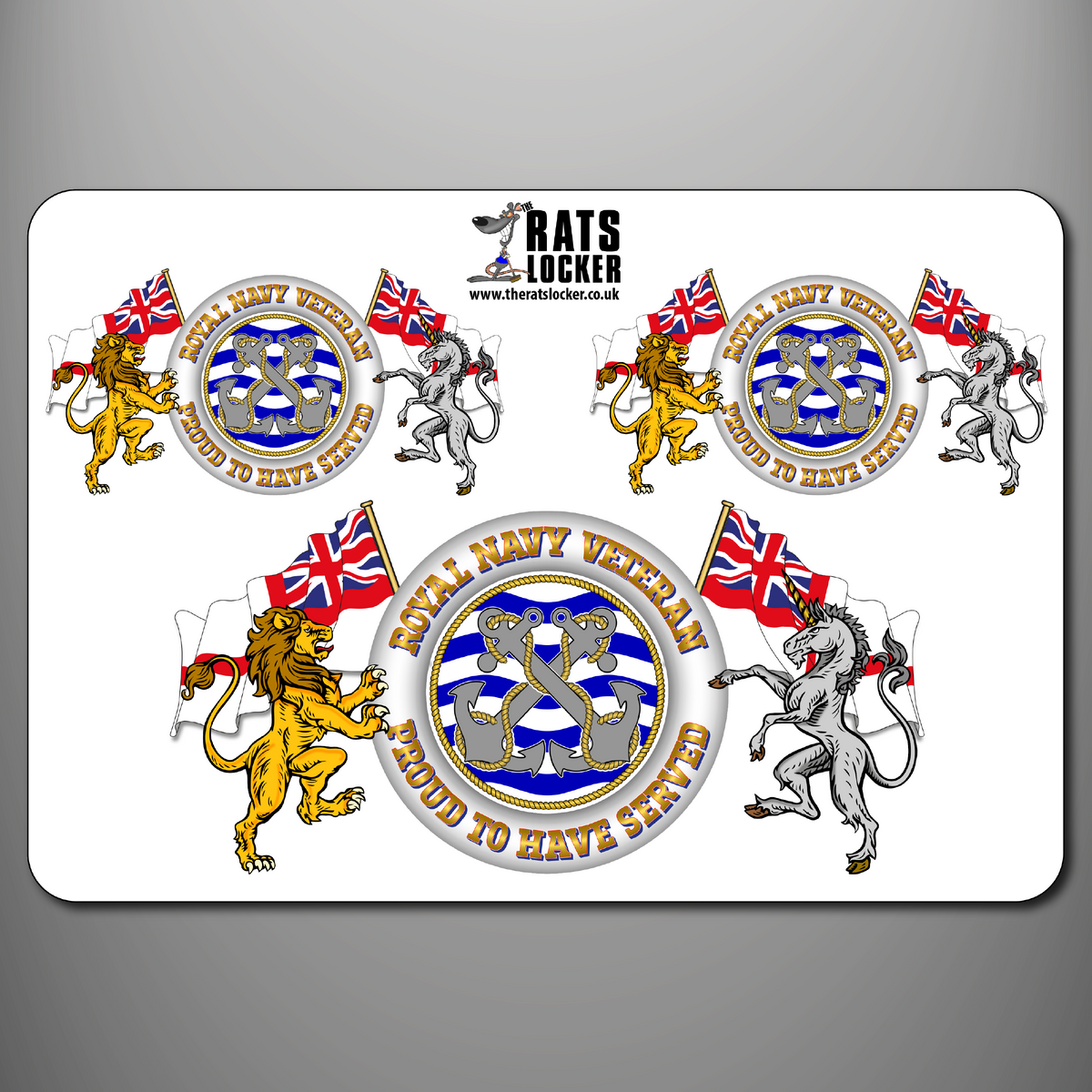Royal Navy Veteran Proud to Have Served self-adhesive sticker sheet with three designs