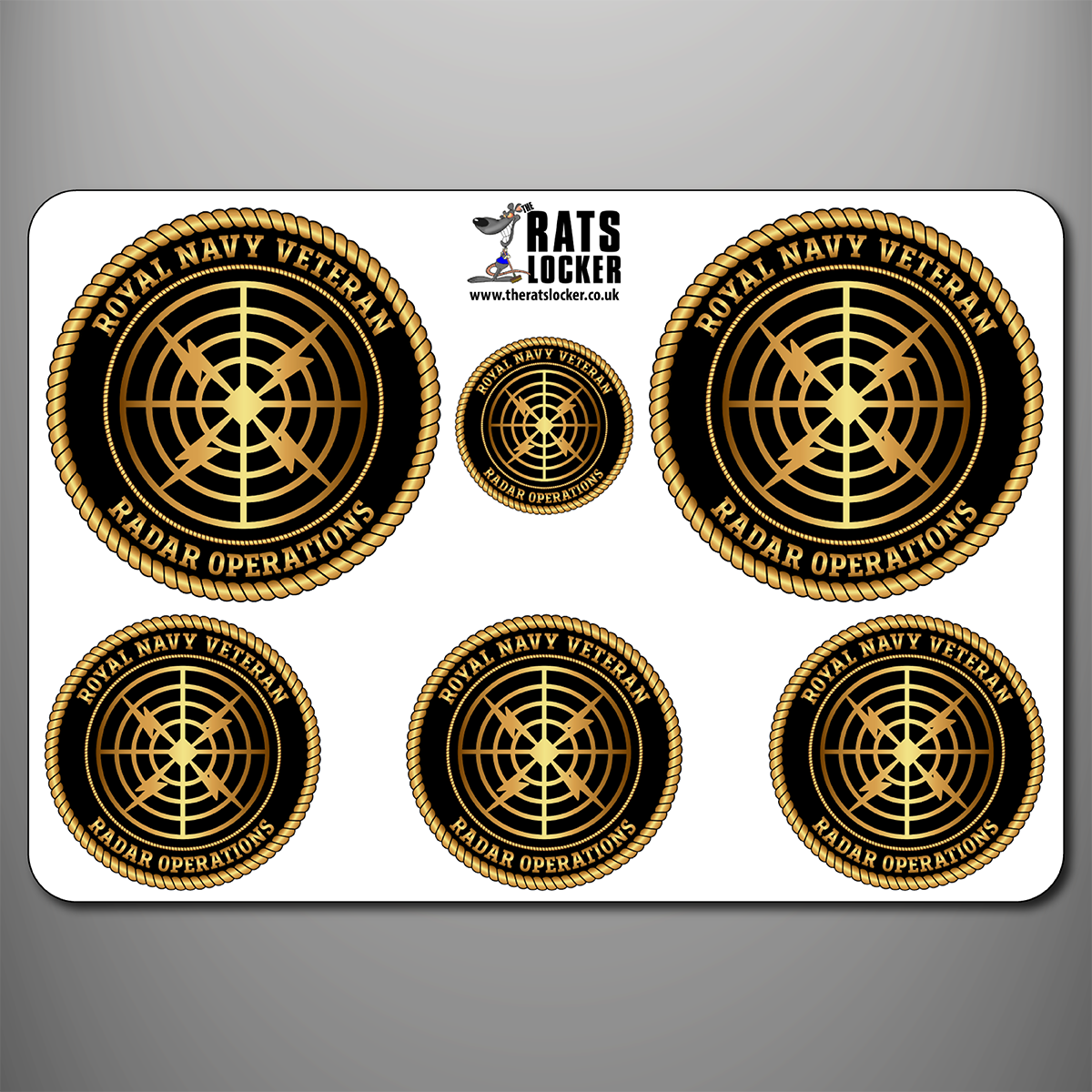 Royal Navy Radar Operations branch badge self-adhesive sticker sheet with six designs