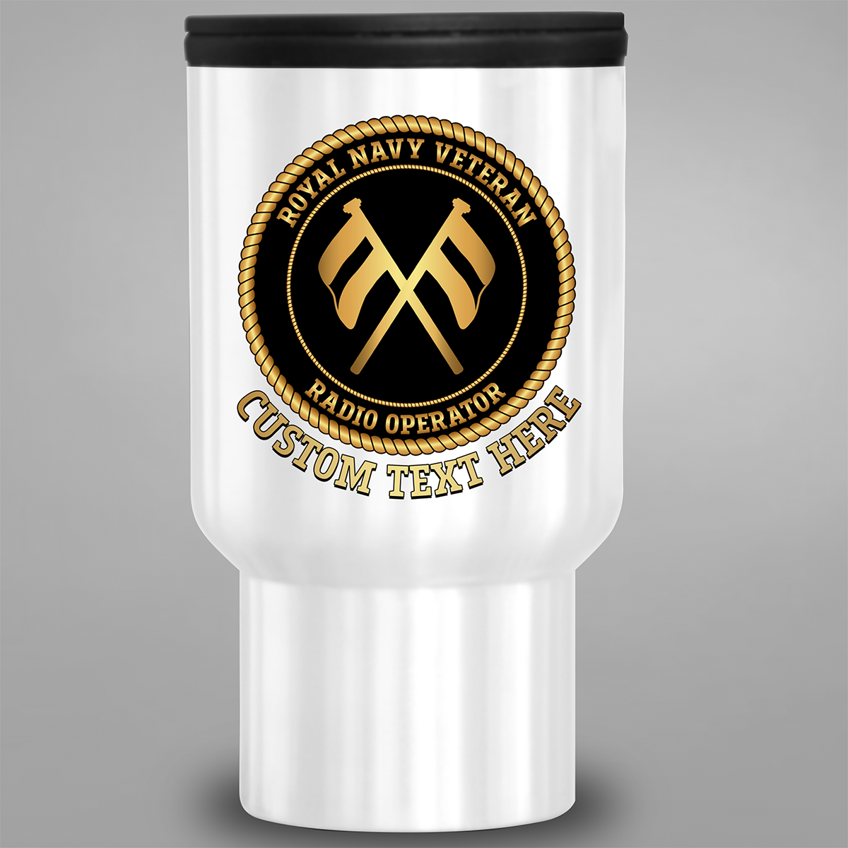 Personalised Royal Navy Veteran Radio Operator T travel mug