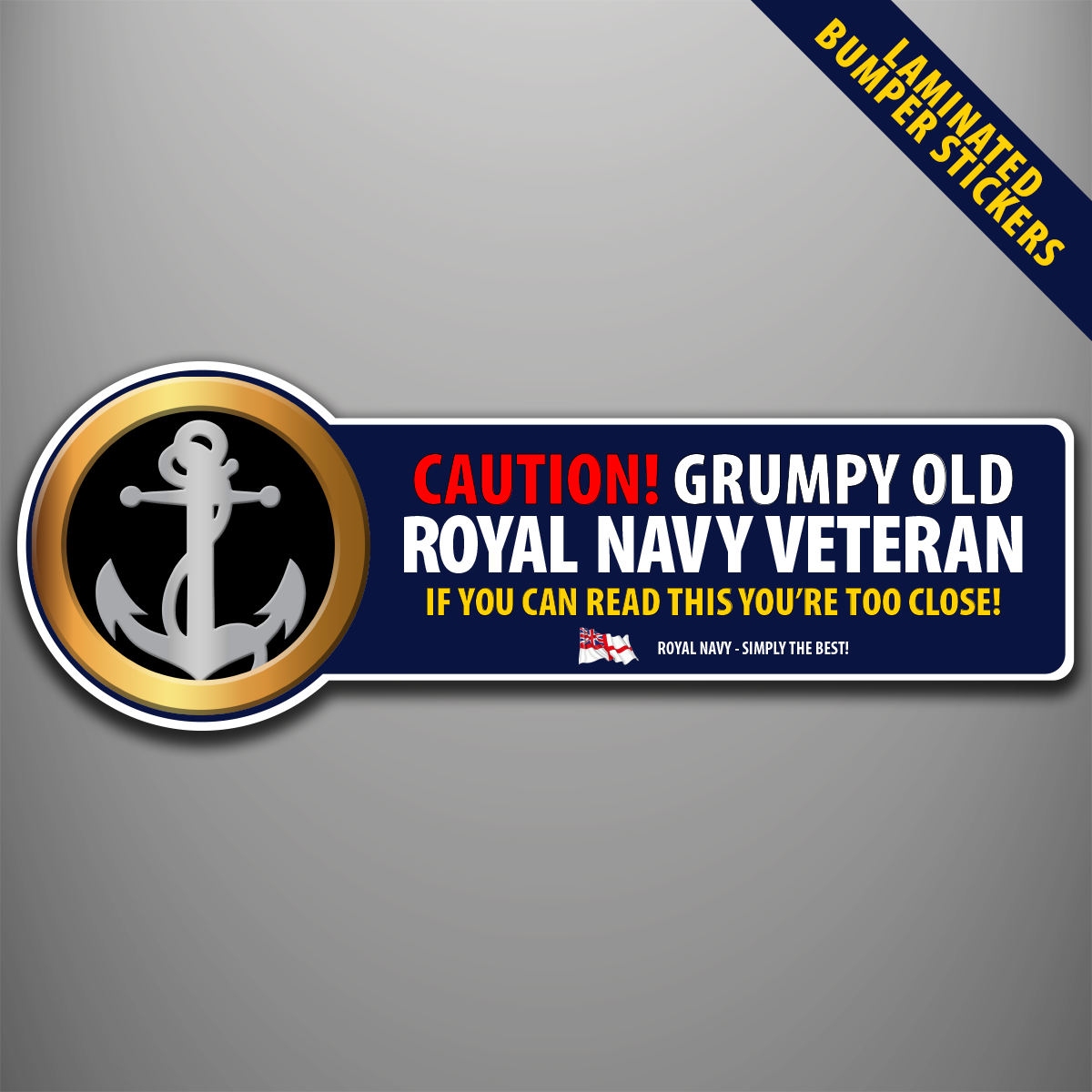 Royal Navy Veteran laminated bumper sticker featuring the ratings beret badge