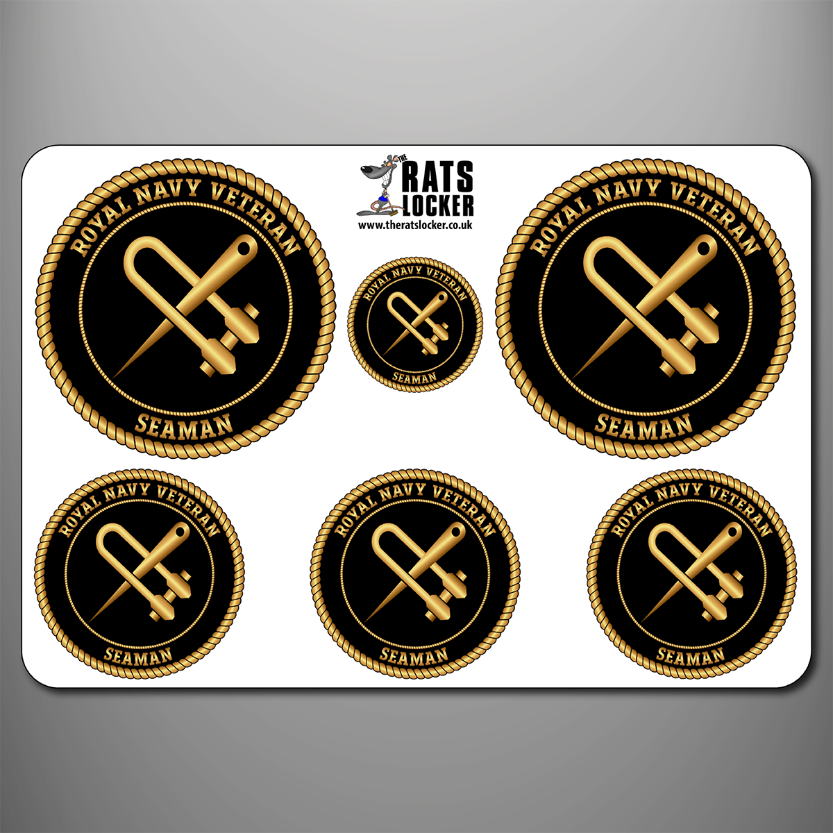 Royal Navy Seaman branch badge self-adhesive sticker sheet with six designs