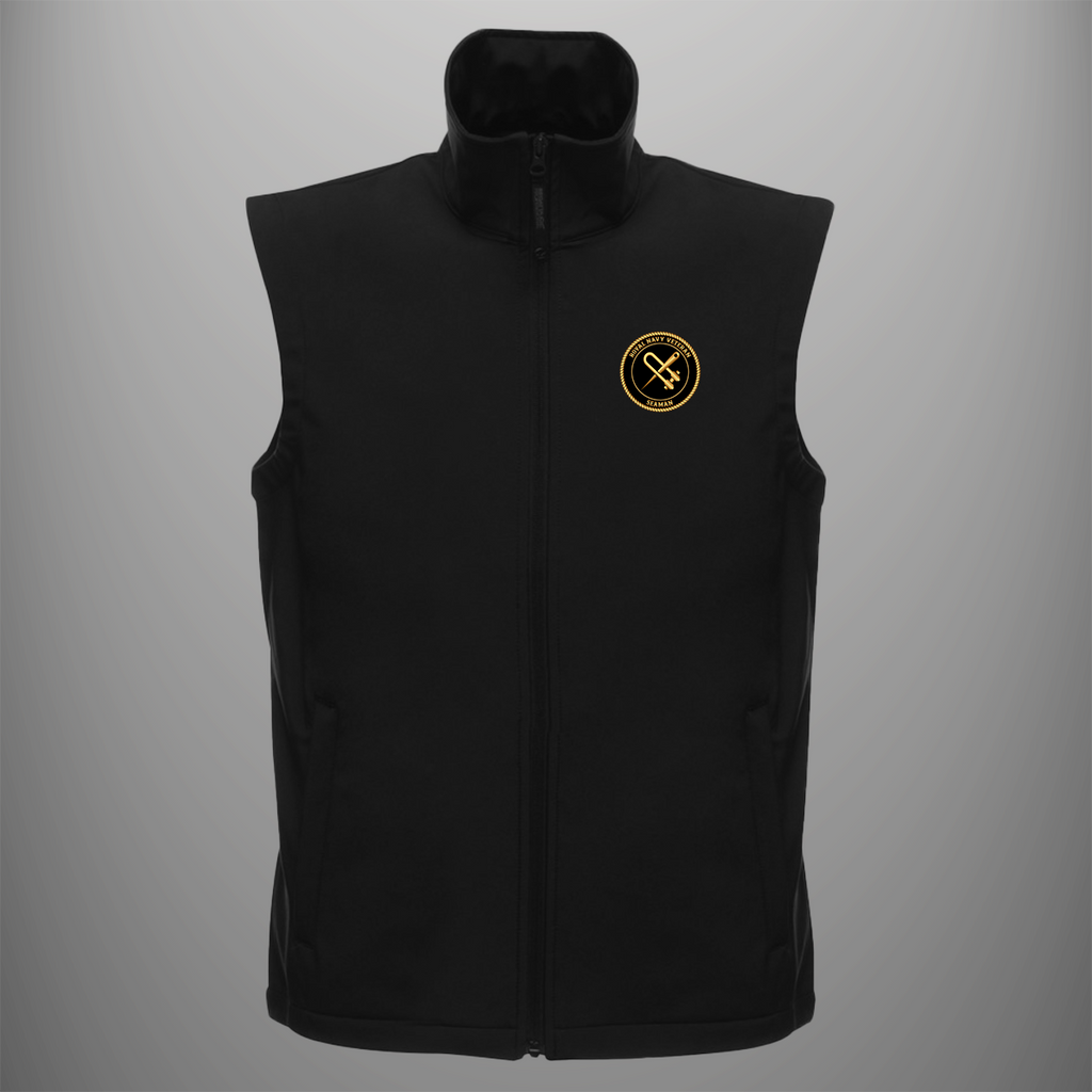 Royal Navy Veteran 'Seaman' soft shell body warmer in black — front view