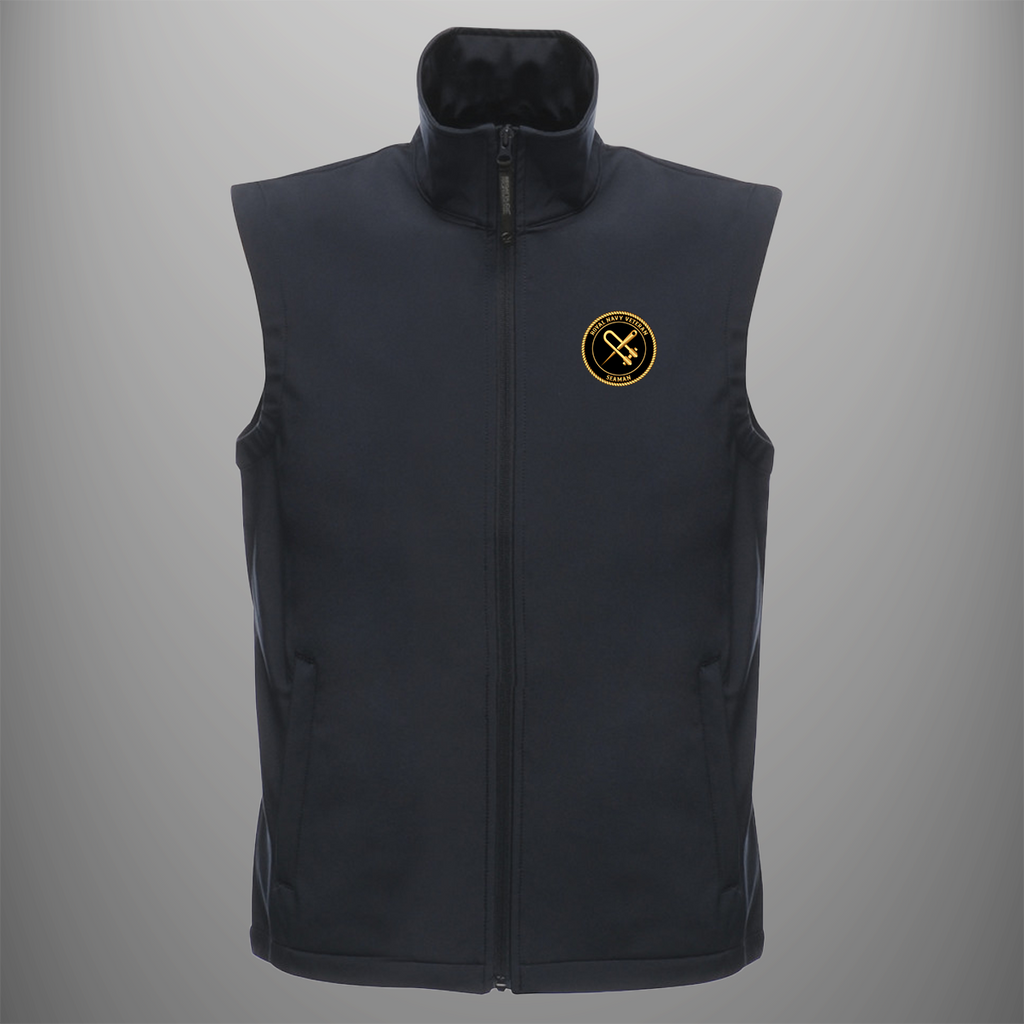 Royal Navy Veteran 'Seaman' soft shell body warmer in navy blue — front view