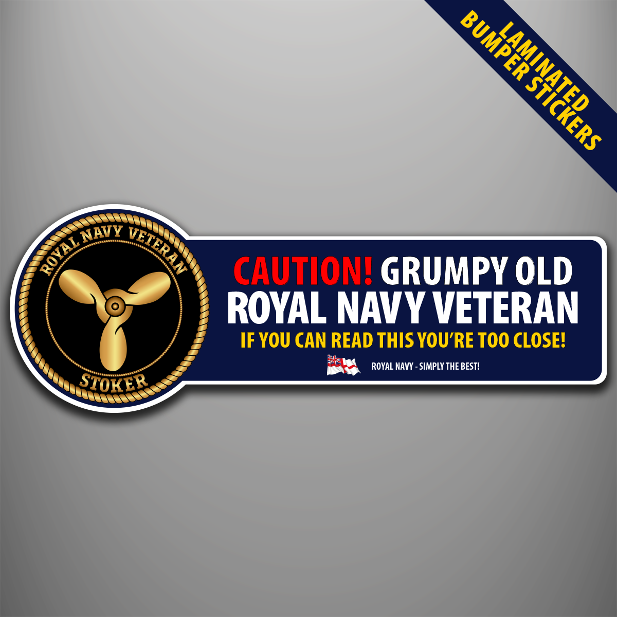 Royal Navy Stoker branch badge laminated bumper sticker design