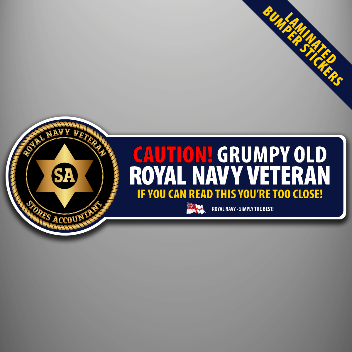 Royal Navy Stores Accountant branch badge laminated bumper sticker design