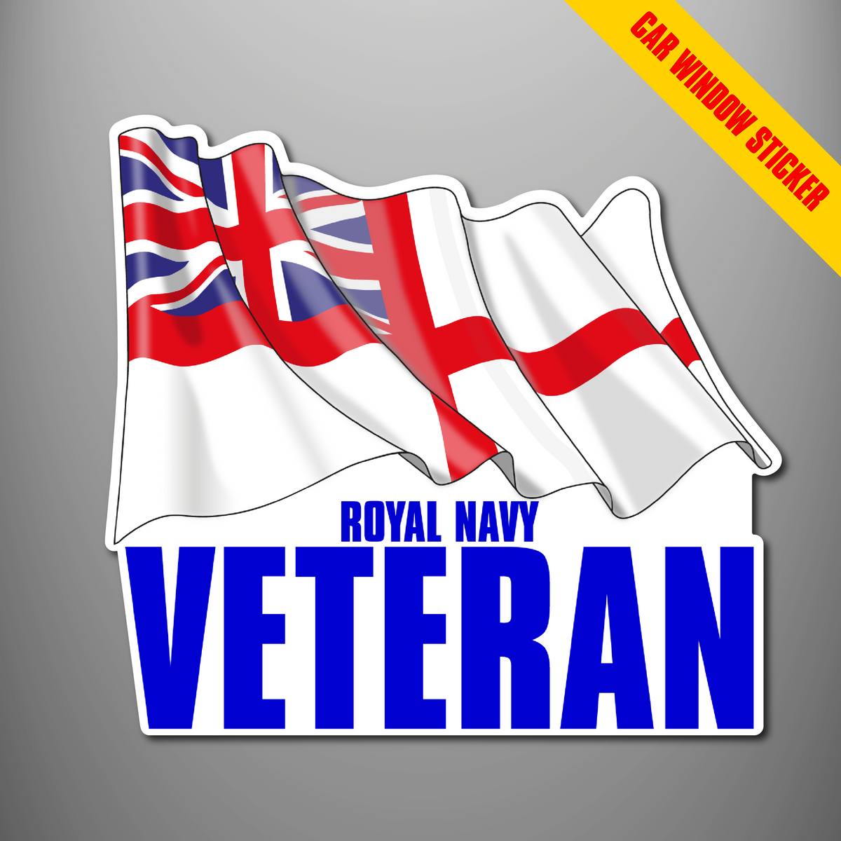 Royal Navy Veteran car window stickers with flowing White Ensign