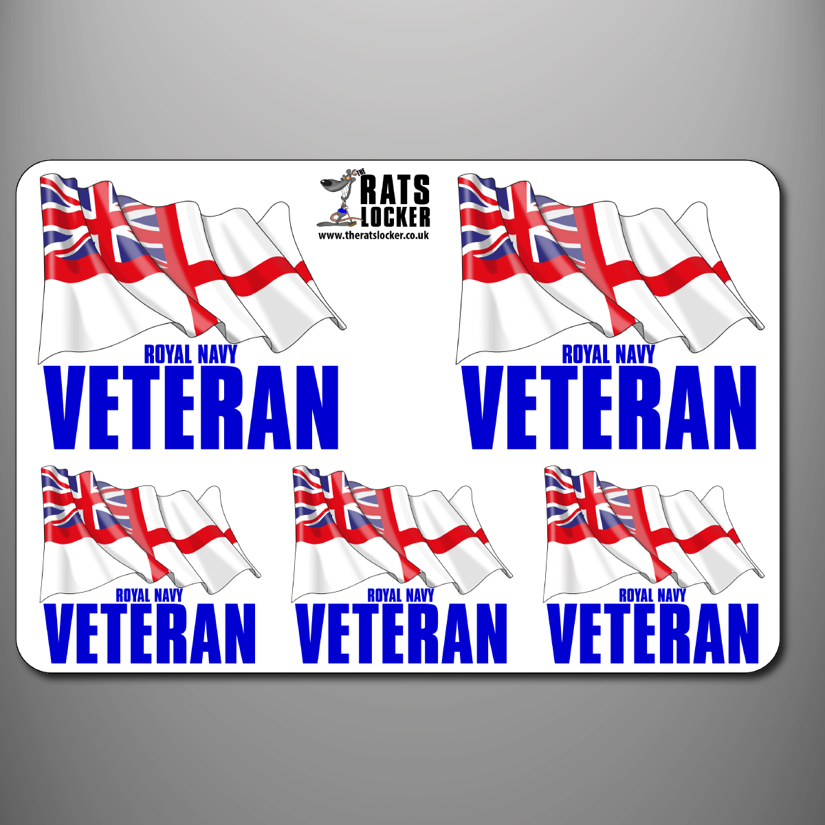 Royal Navy Veteran White Ensign self-adhesive sticker sheet with five designs