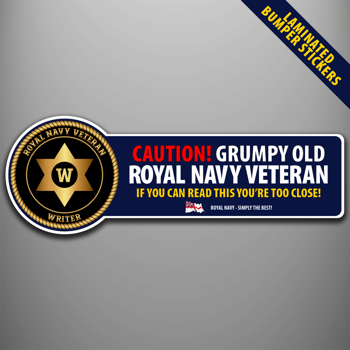 Royal Navy Writer branch badge laminated bumper stickers