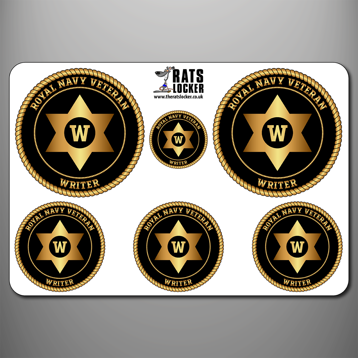 Royal Navy Writer branch badge self-adhesive sticker sheet