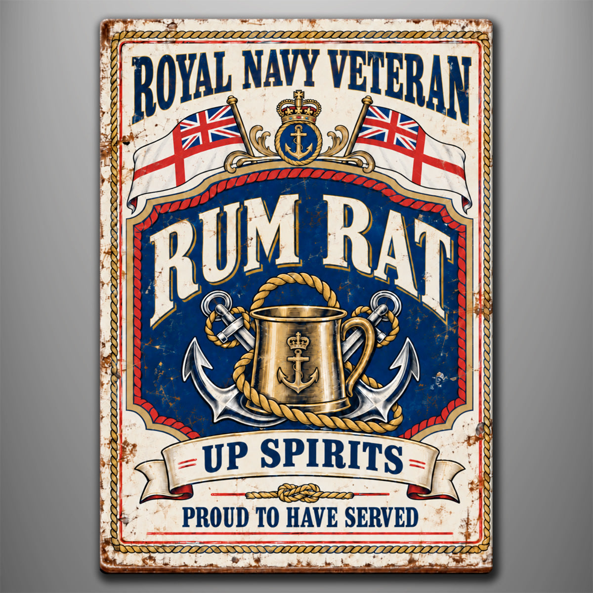 Vintage Style Aluminium Sign 'Rum Rat'