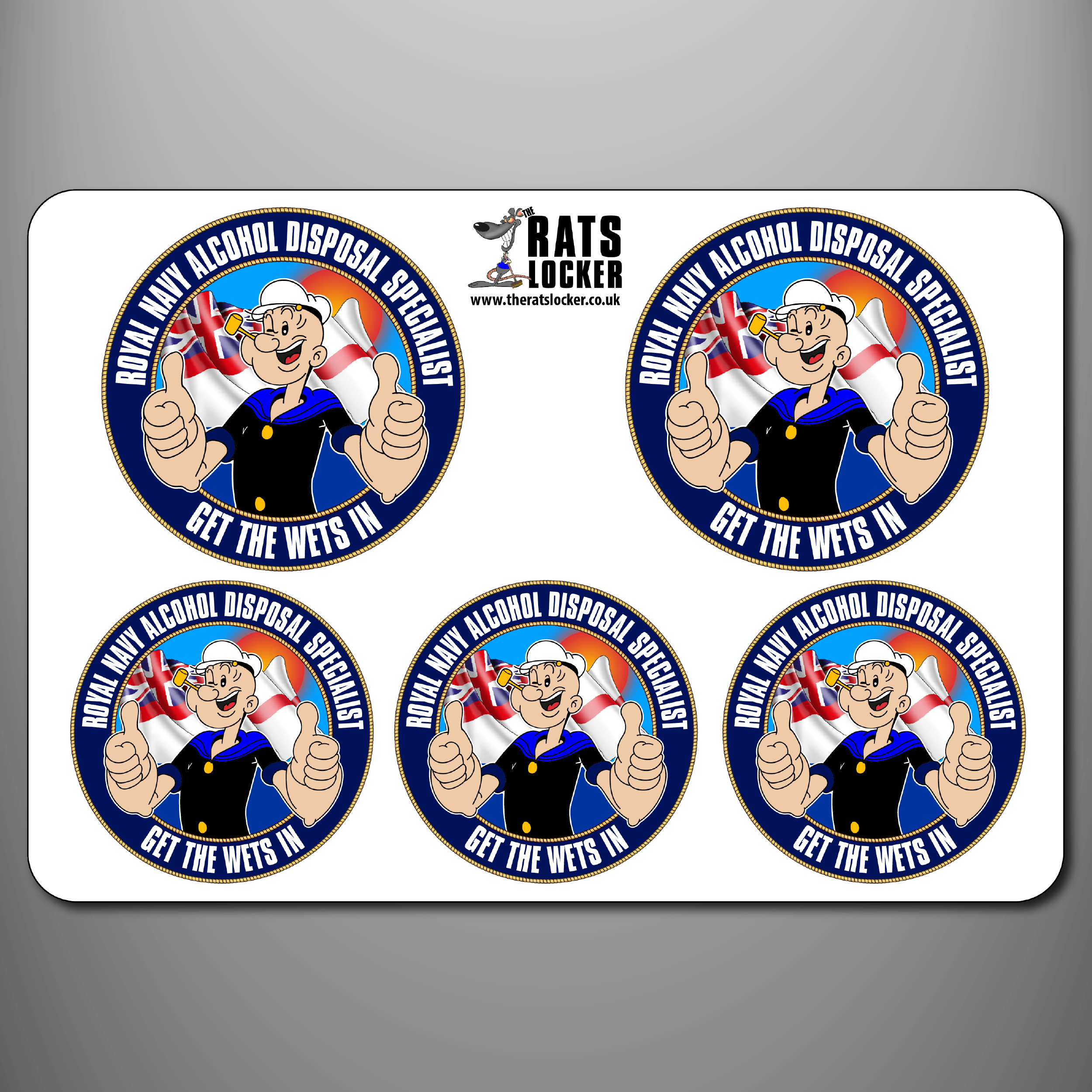 Royal Navy Alcohol Disposal Specialist Self Adhesive Sticker Sheet