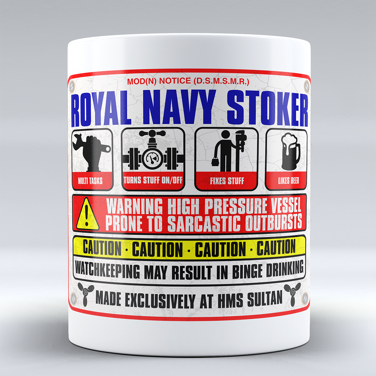 Royal Navy Stoker 'Warning Sign' Mug