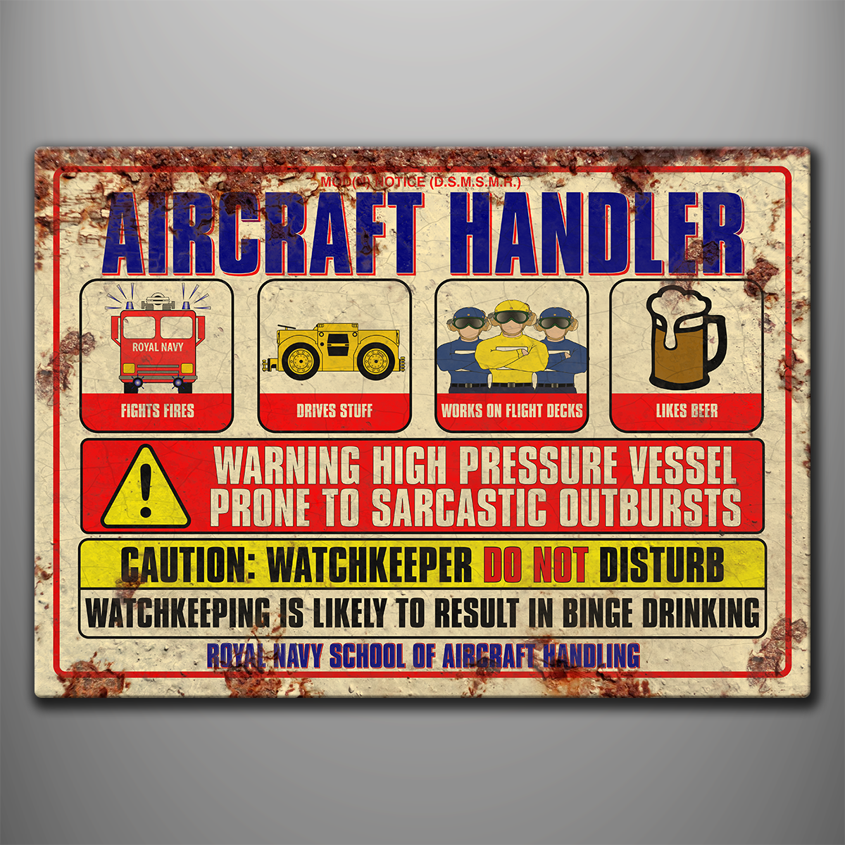 School of Aircraft Handling vintage aluminium sign