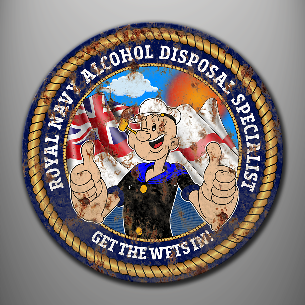 Alcohol Disposal Specialist – Get the Wets In vintage aluminium sign