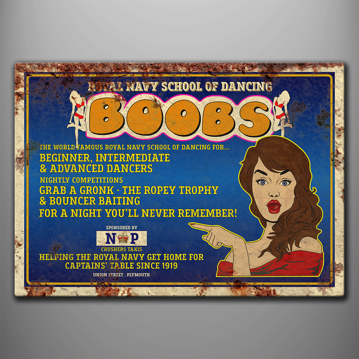 Boobs Discotheque vintage aluminium sign